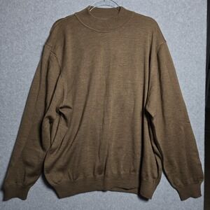 John W Nordstrom Mens L Sweater Light Brown Extra Fine Merino Wool Preppy Pullo